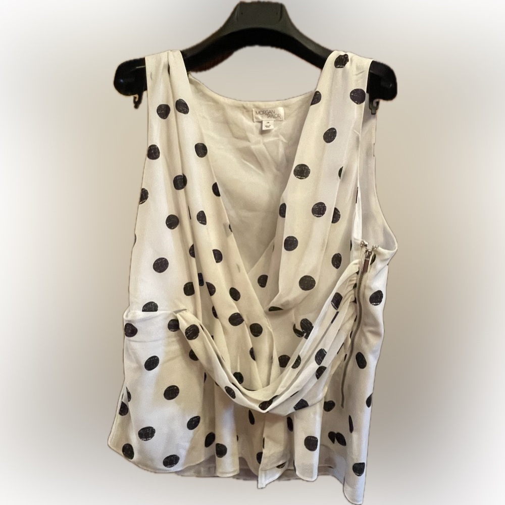 White Polka Dot Sleeveless Top